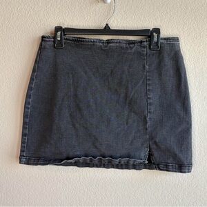 black denim mini skirt